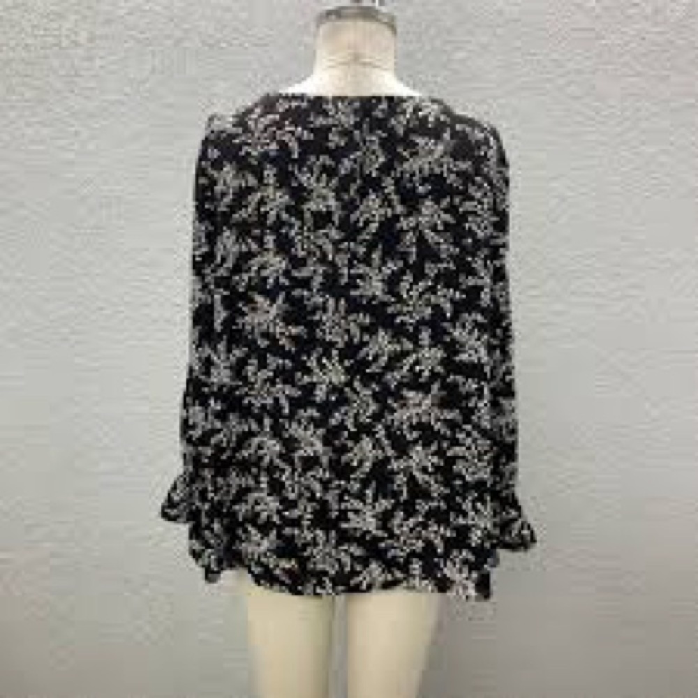 Talbots Black, White and Brown Floral Blouse - Picture 2 of 11